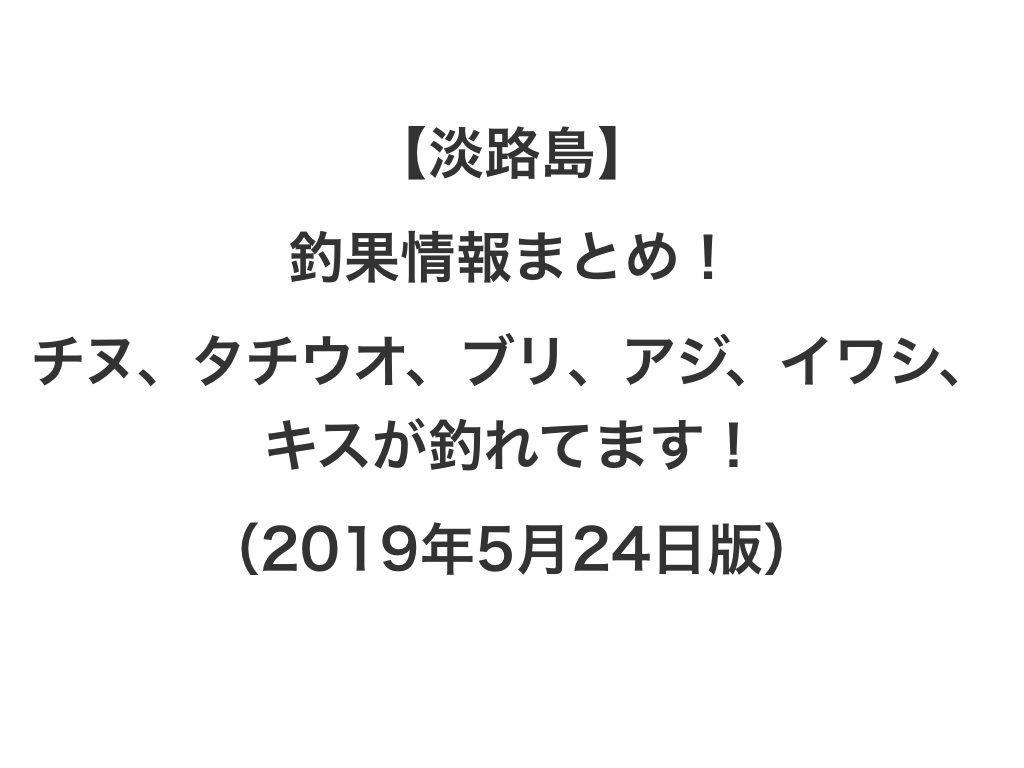 【淡路島】釣果情報まとめ!チヌ、タチウオ、ブリ、アジ、イワシ、キスが釣れてます!(2019年5月24日版)