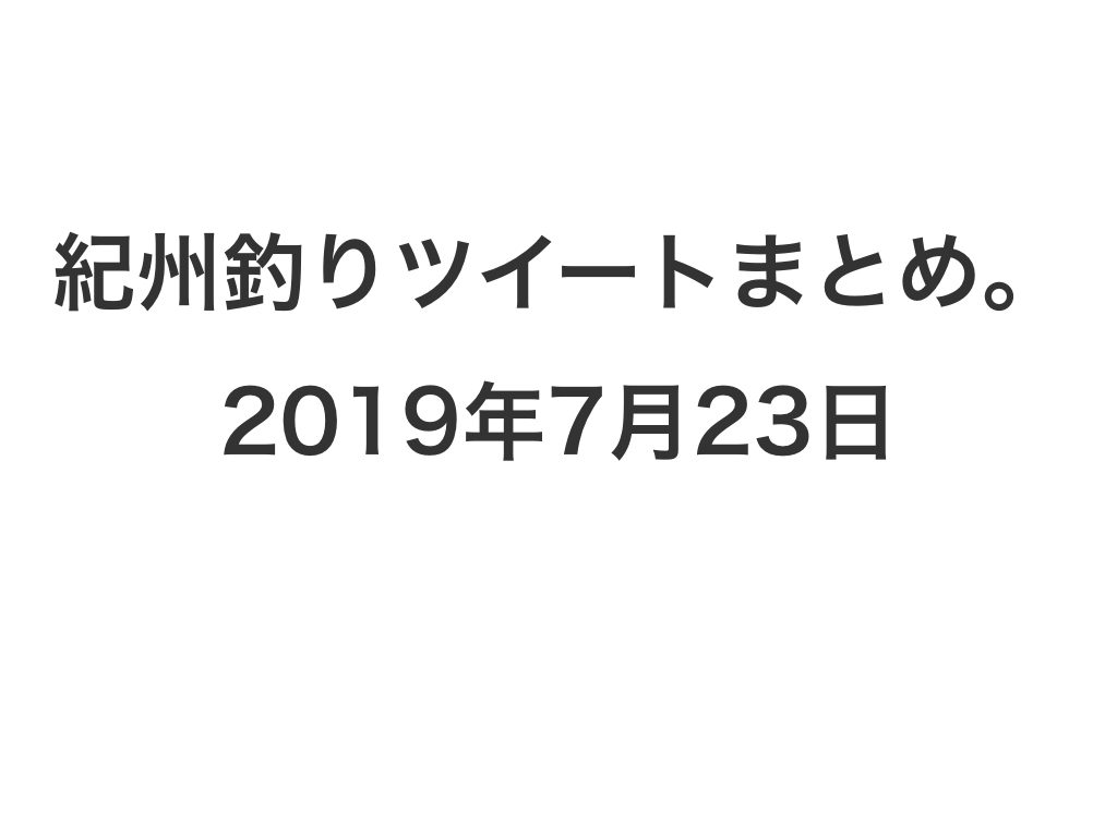 紀州釣りツイートまとめ。2019年7月23日